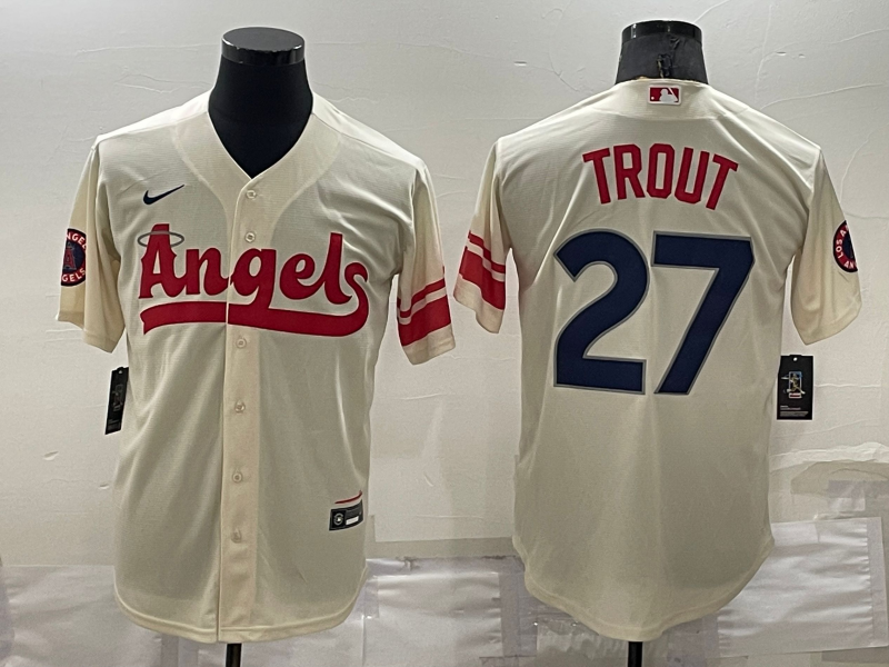 Men's Los Angeles Angels Mike Trout #27 Cream City Connect Jersey